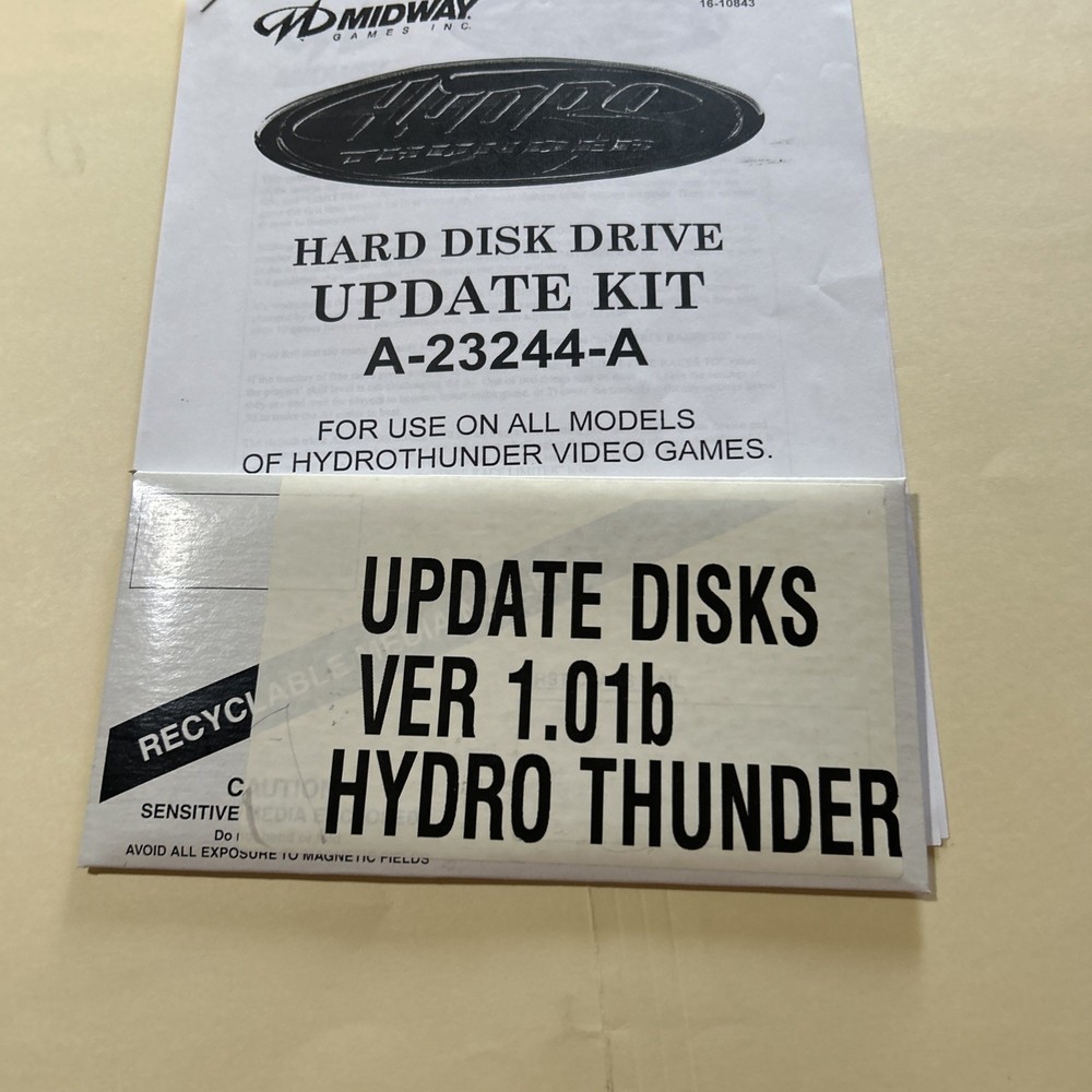 Hydro Thunder Update Hard Disk Drive Kit arcade Video game Owners manual