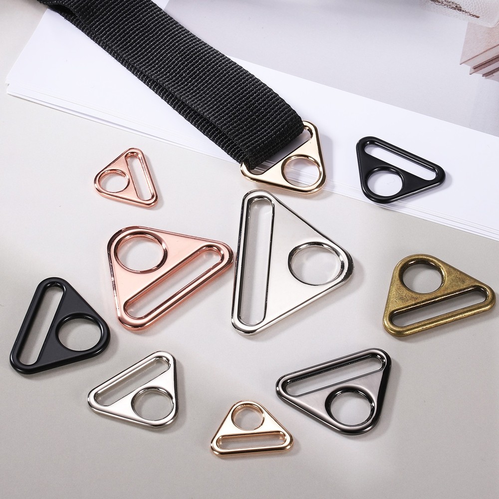 4 Pcs 2 1/8 Inch Triangle Buckles Adjuster Triangle D Rings Strap, Silver
