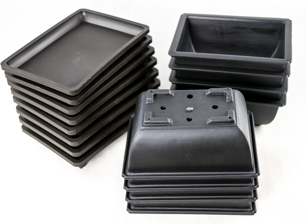8 Sets Rectangular Plastic Shohin Bonsai Training Pot, Cactus & Succulent Plante