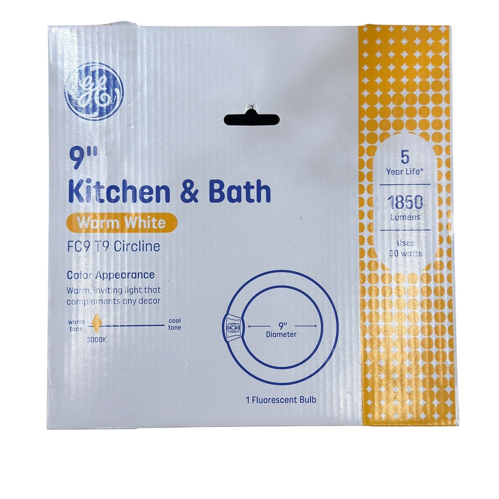 GE 9" Circline Fluorescent Light Bulb FC9 T9 Warm White 30W 1850 Lumens 3000K