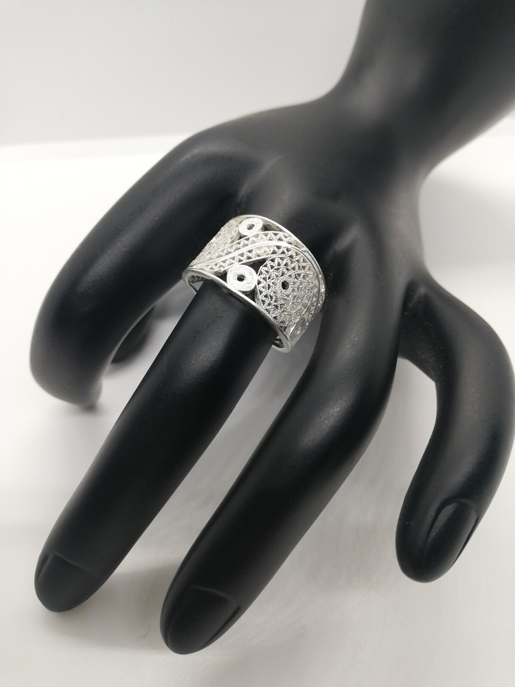 . 970 Solid Silver Women's Ring Size 8.5 Filigree New.