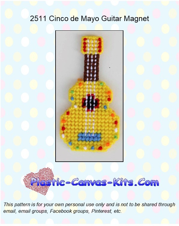 Cinco de Mayo Guitar Magnet - Plastic Canvas Pattern or Kit