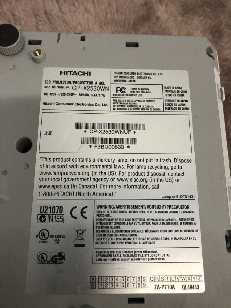 Hitachi Projector CP-X2530WN