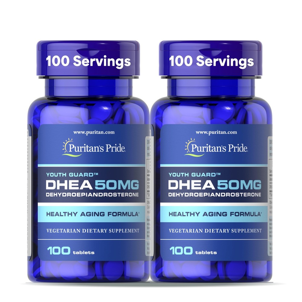 Puritan'S Pride Dhea 50 Mg Tablets, Twin Pack 200 Total Count.