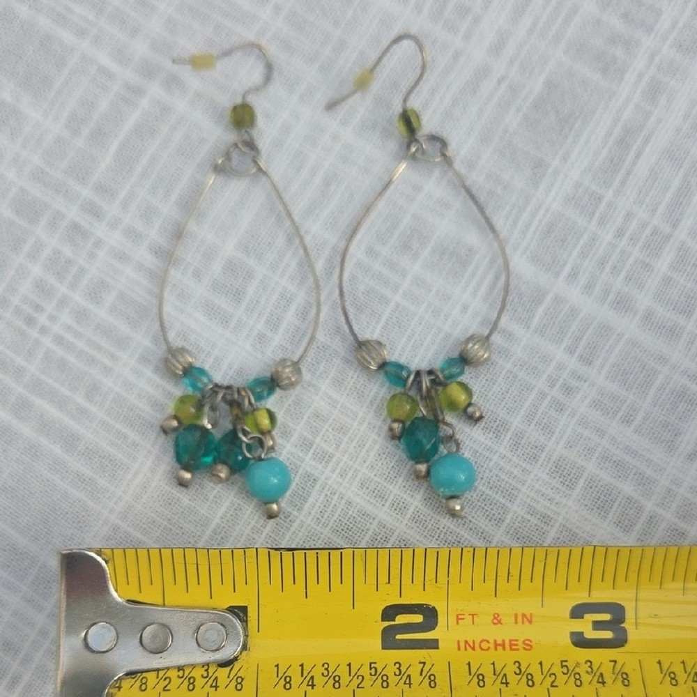 Elegant Silver and Green Dangle Earrings