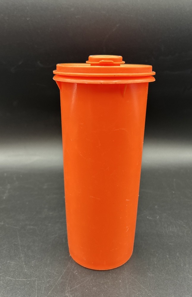 Tupperware Orange 2 Quart Pitcher & Slim Tall Liquid Container W/ Pour Spout