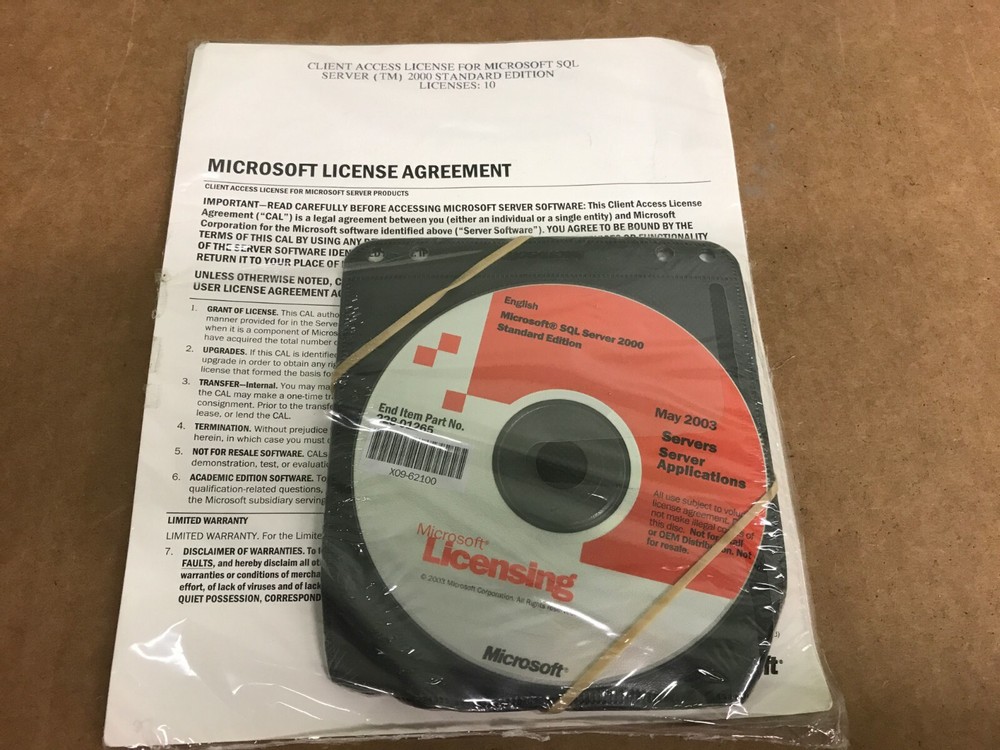 Microsoft  client access license for SQLServer 2000 Standard Edition 10 licenses