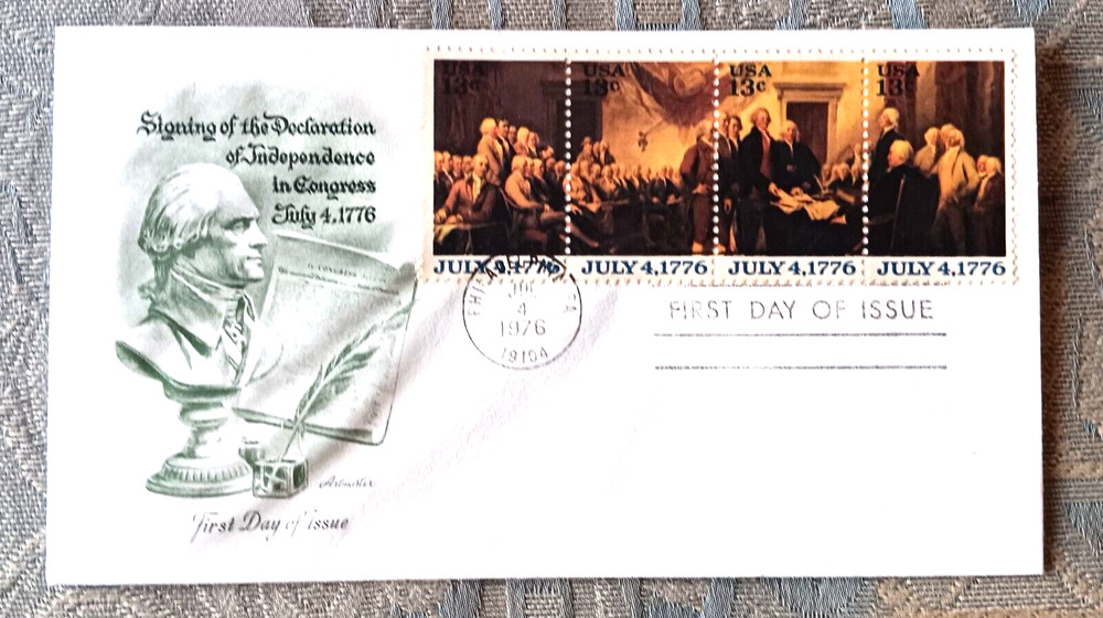 SIGNING THE DECLARATION INDEPENDENCE ARTMaster CACHET FDC  1976 UNADDR