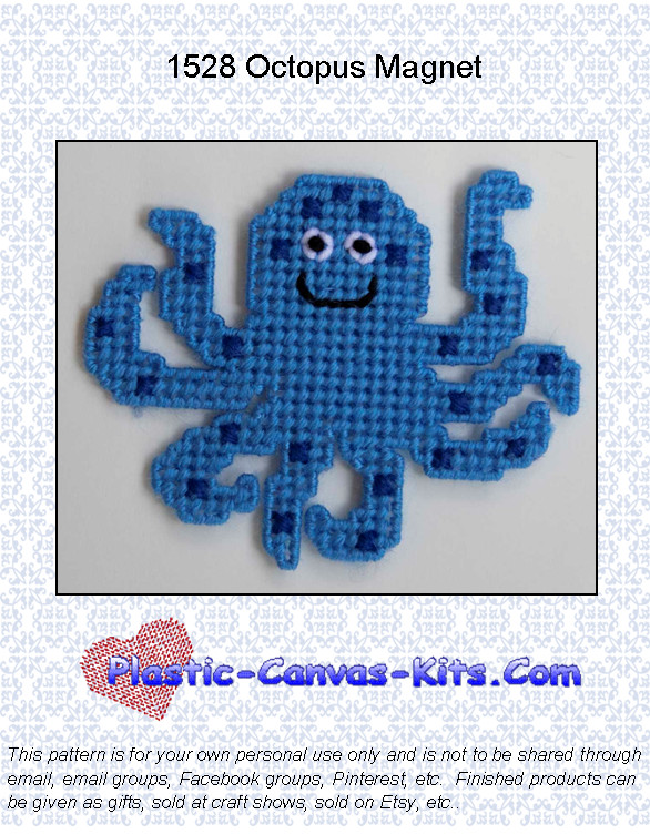 Octopus Magnet-Plastic Canvas Pattern or Kit