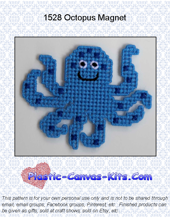 Octopus Magnet-Plastic Canvas Pattern or Kit