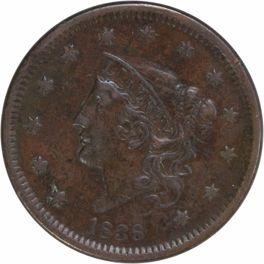 1838 Large Cent VF Uncertified #308