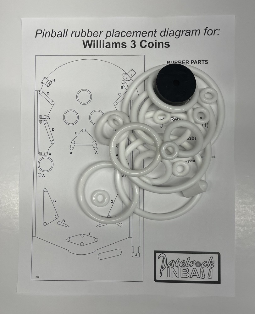 1962 Williams 3 Coins Pinball Machine Rubber Ring Kit