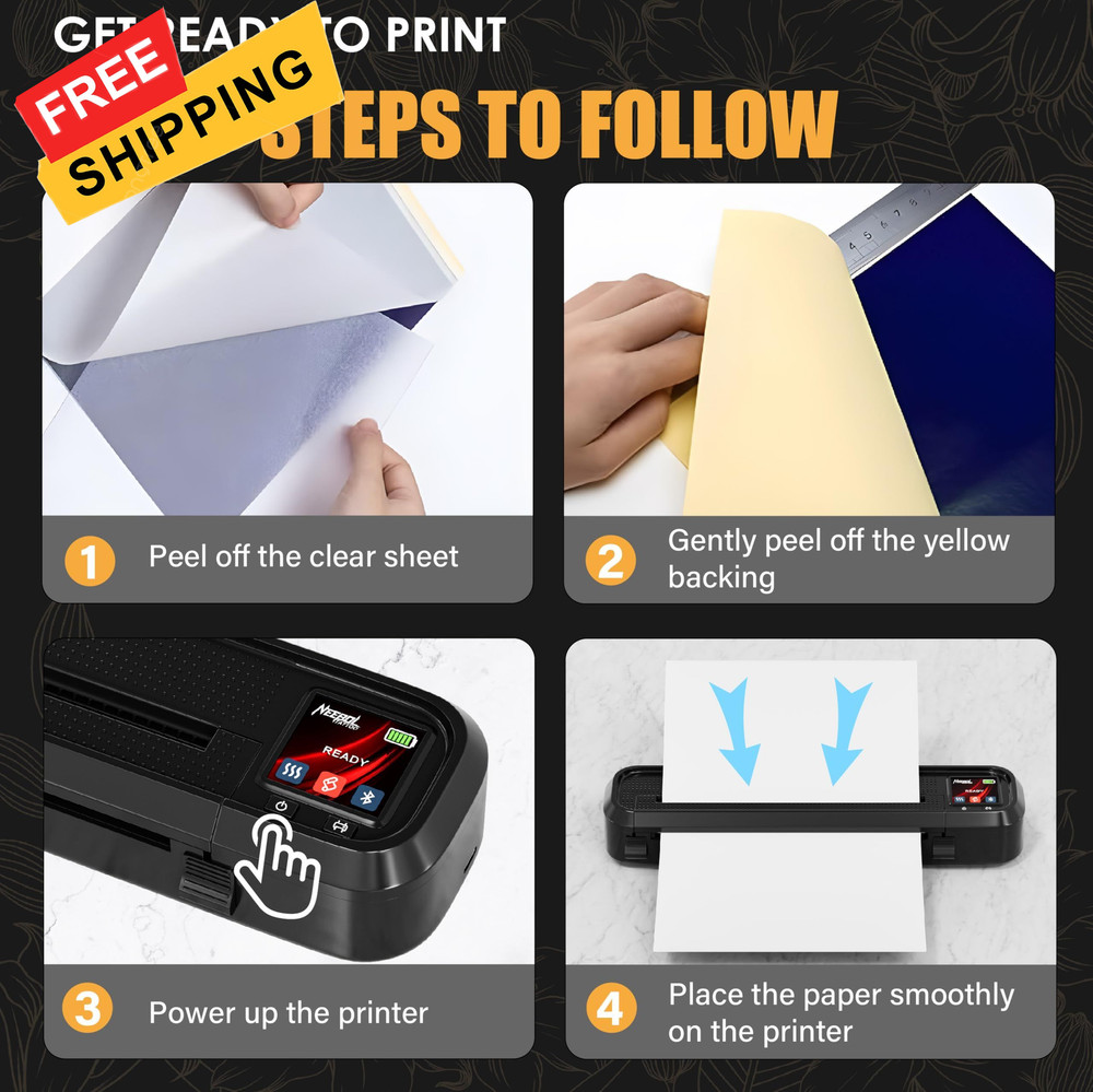 Neebol Tattoo Stencil Printer with LED Screen, Wireless Black