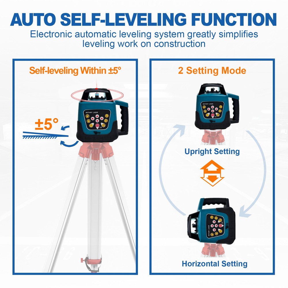 Self Leveling 360° Rotary Rotating Red Laser Level Tool Kit Automatic 500m Range