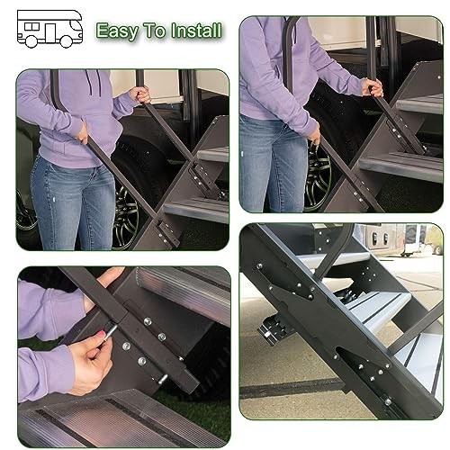 5th Wheel RV Step Handrail, Entry Assist Handrail, Accommodates Door Widths