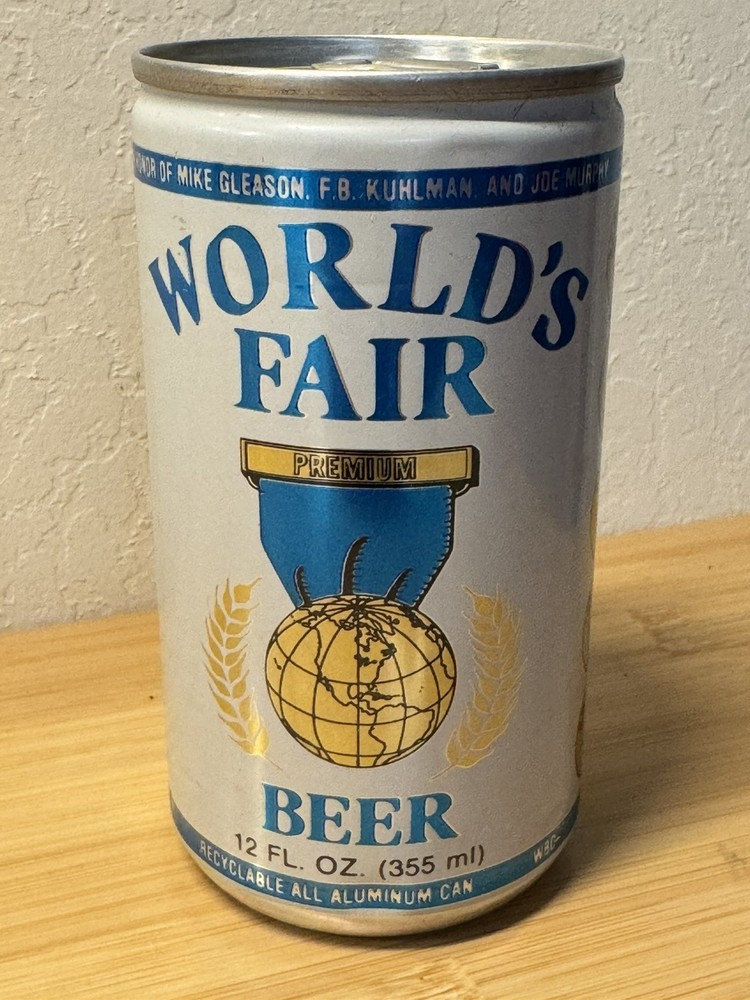 World's Fair Premium Beer - blue - Empty Beer Can Bottom Opened