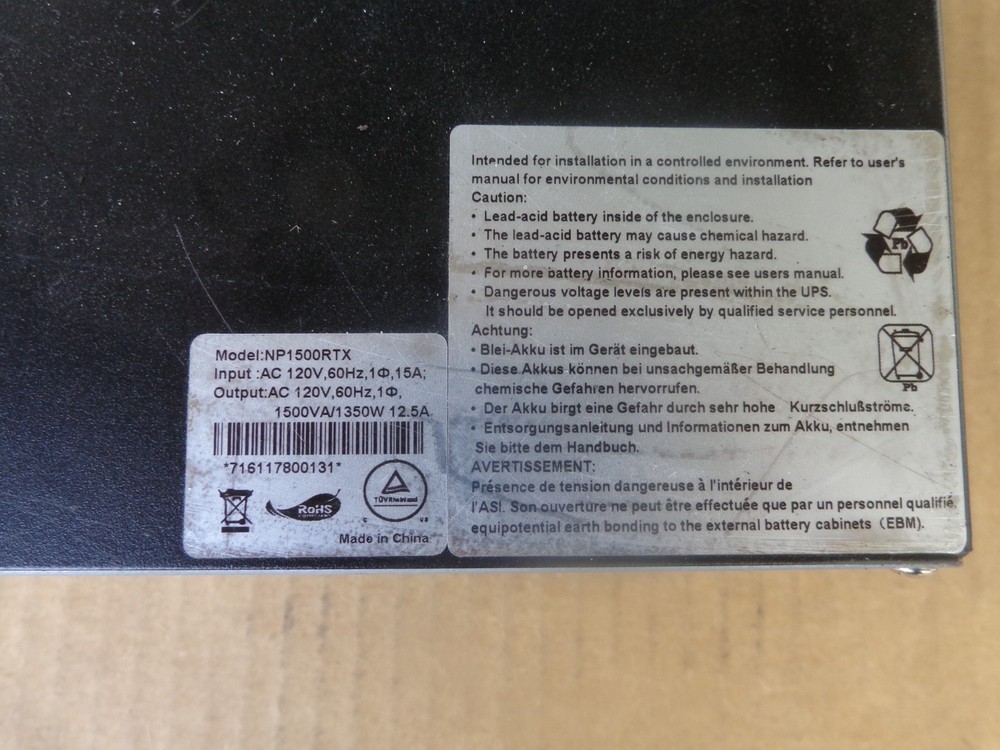 NP1500RTX line interactive UPS Orion Power Systems Network Pro RTX NEED BATTERY