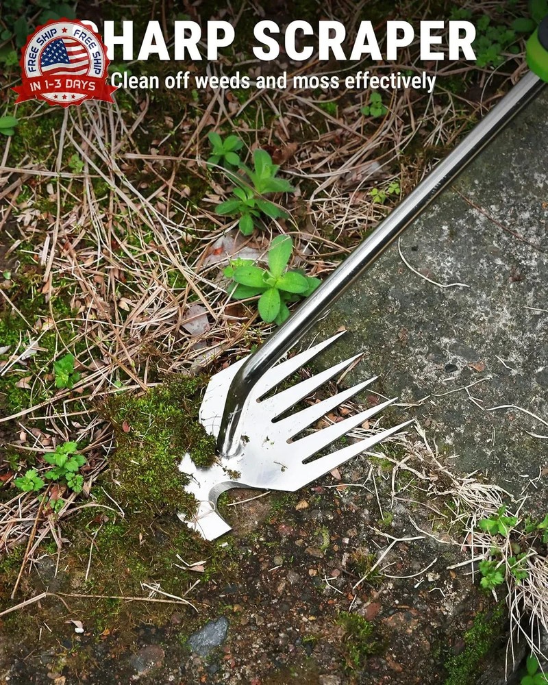 WORKPRO 15-Inch Weed Puller Tool, 6-Tine Heavy Duty Deep Root Remover for Dandel