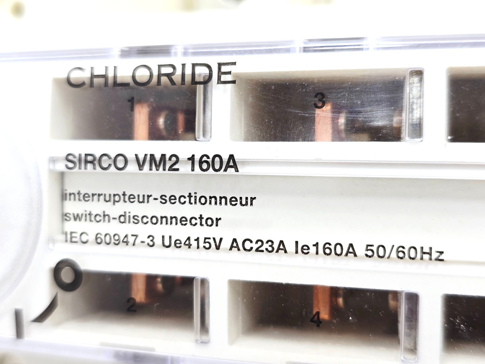 SIRCO VM2 160A CHLORIDE SOCOMEC MANUAL TRANSFER SWITCH
