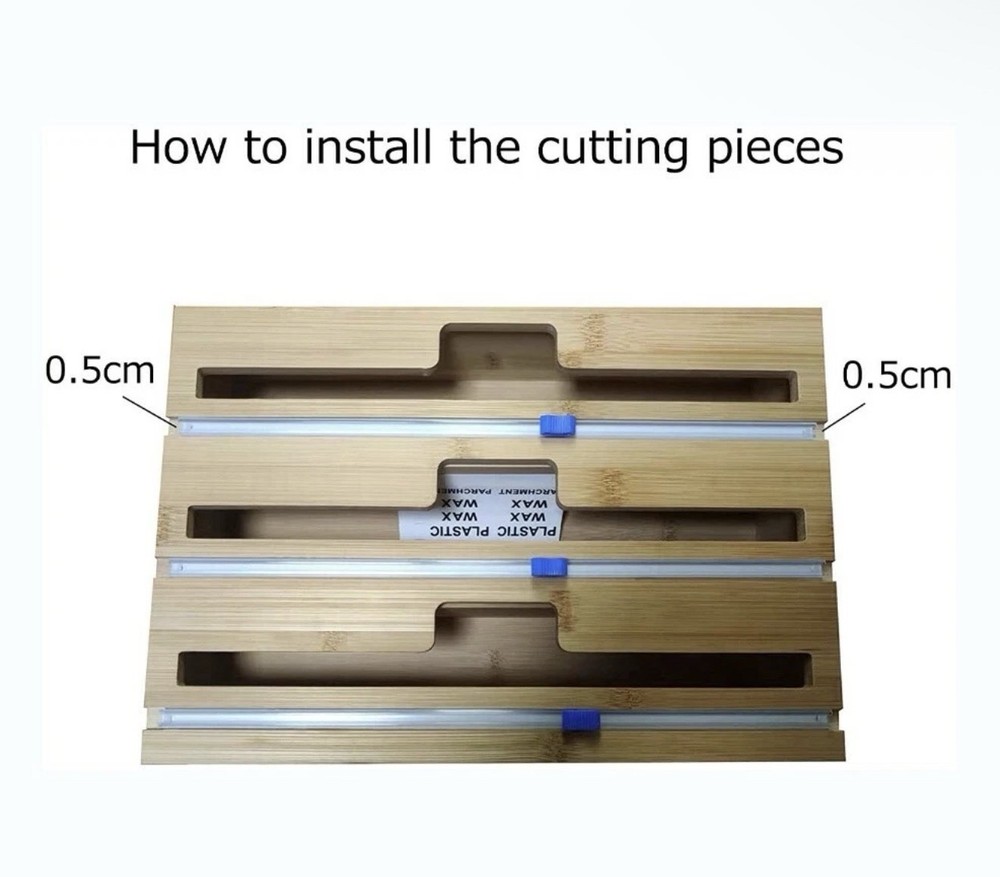 Compact Bamboo Wrap Organizer with Cutters – Holds 3 Wrap Types for Drawer