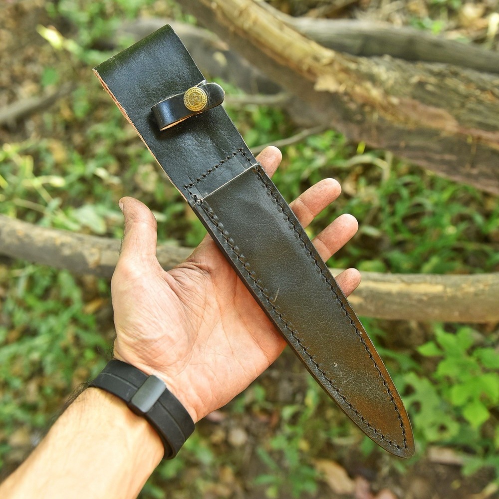 Custom Handmade Fix Double Edge Dagger Blade Leather Sheath Belt Loop