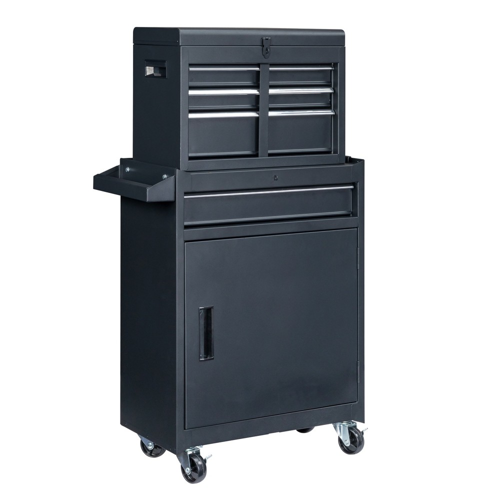 4-Drawer Rolling Tool Cabinet with Bottom Storage & Handle for Garage Workshop