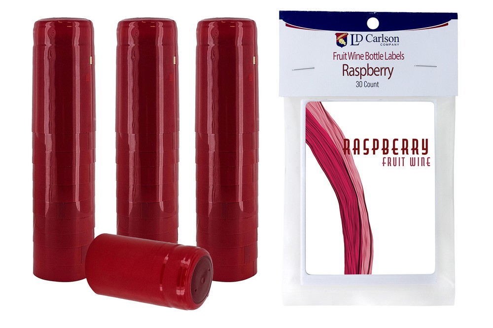 Professional Raspberry Fruit Wine Labels With Red PVC (30 count)