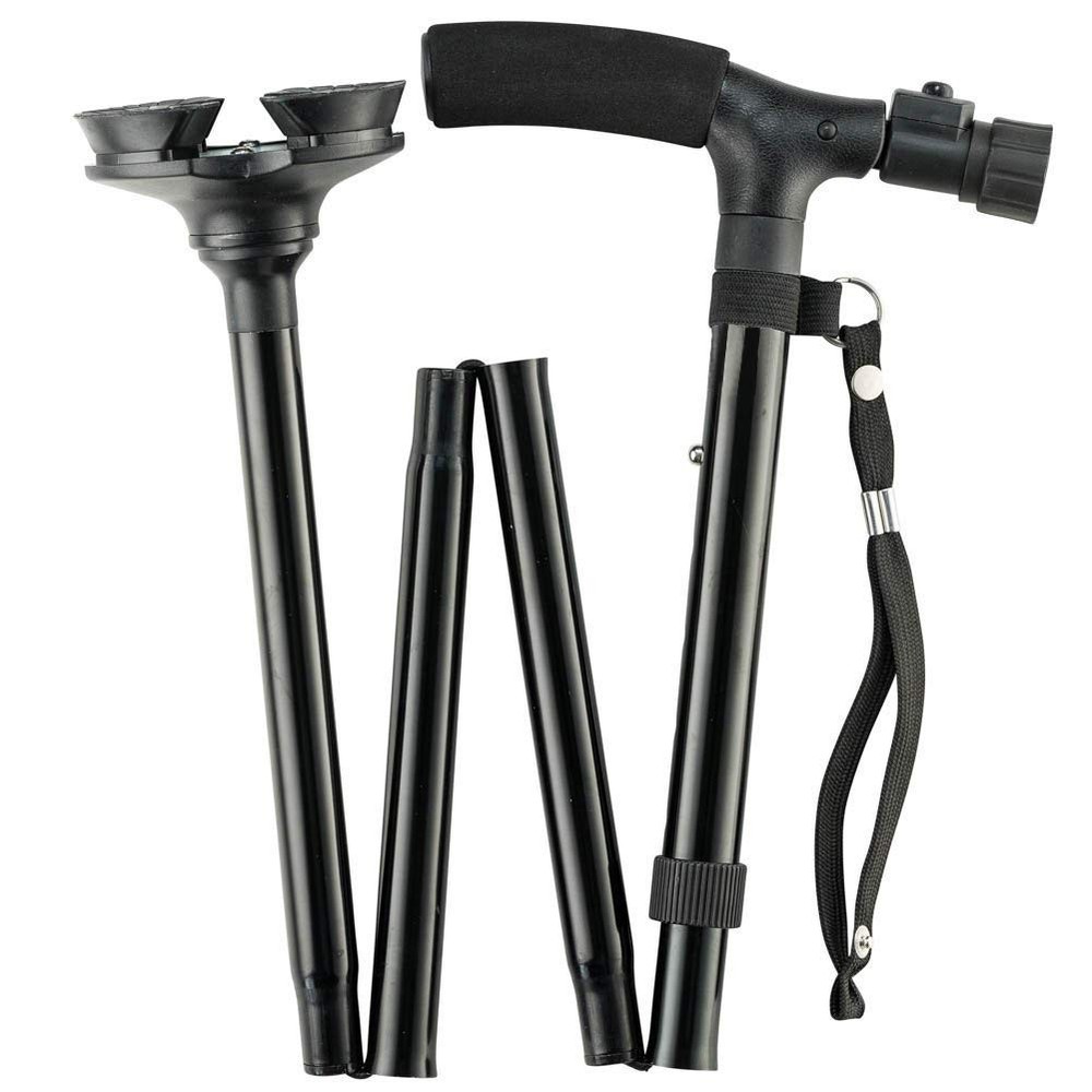 Folding Cane with LED Light, Adjustable Height 33-38" | Pivoting Quad Base for