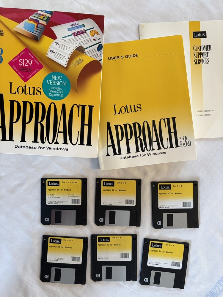 Lotus Approach 3.0 Database For Windows Software Disks 3.5” and User's Guide