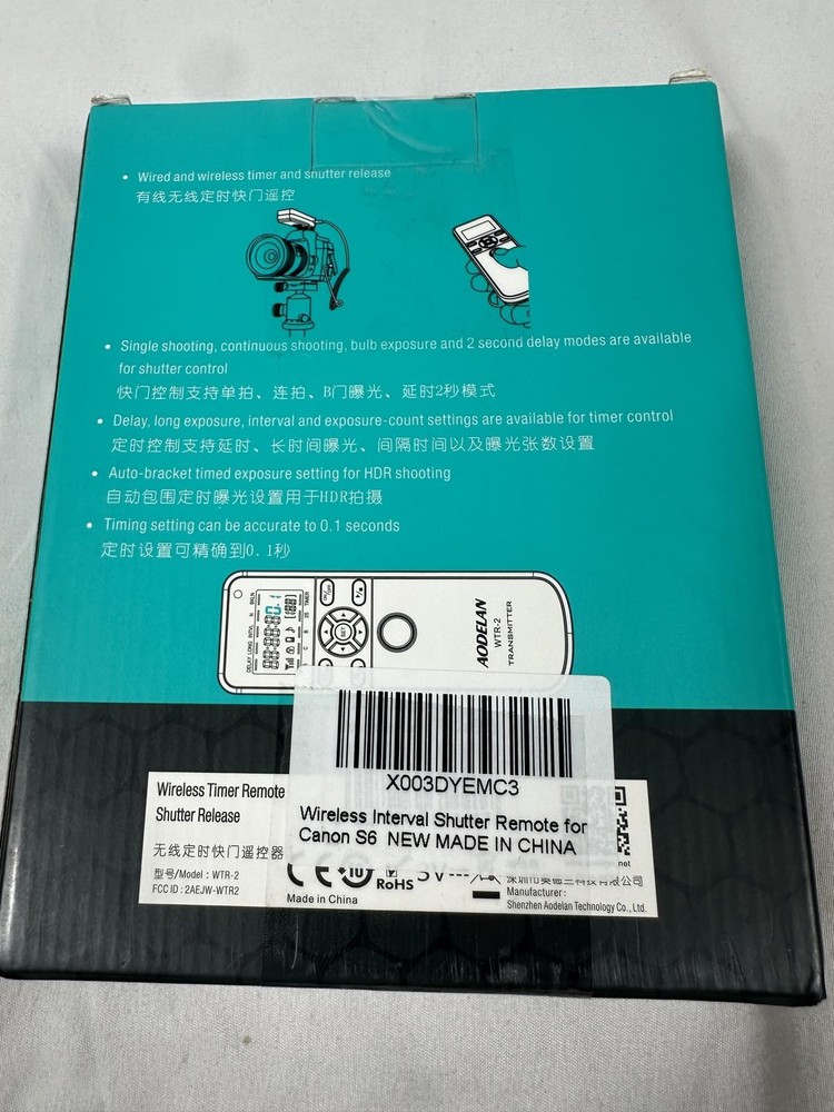 AODELAN WTR-2 Wireless Remote Shutter Release for Cameras