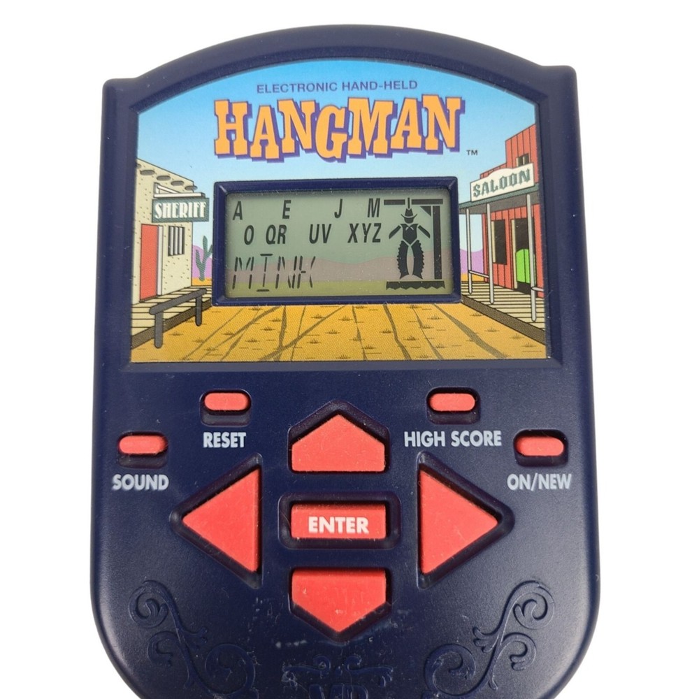 Hangman Handheld Electronic Game Milton Bradley 1995 Tested Works!