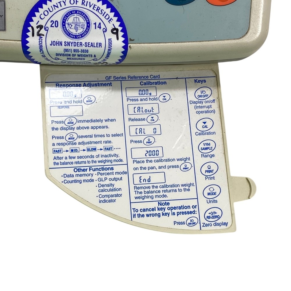 A&D GF-2000 Precision Lab Balance Compact Bench Scale Max 2100 g