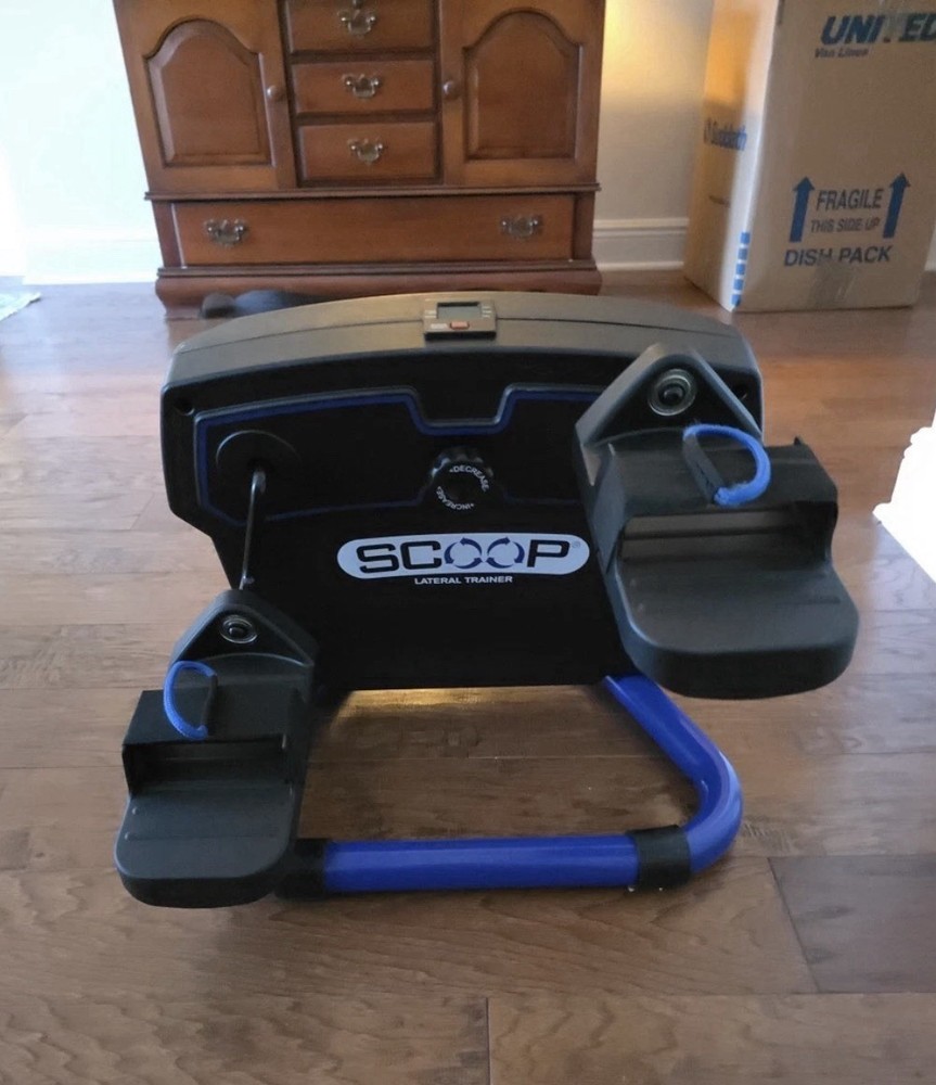 Scoop Lateral Thigh Trainer Stepper Black Blue Adjustable Resistance Display
