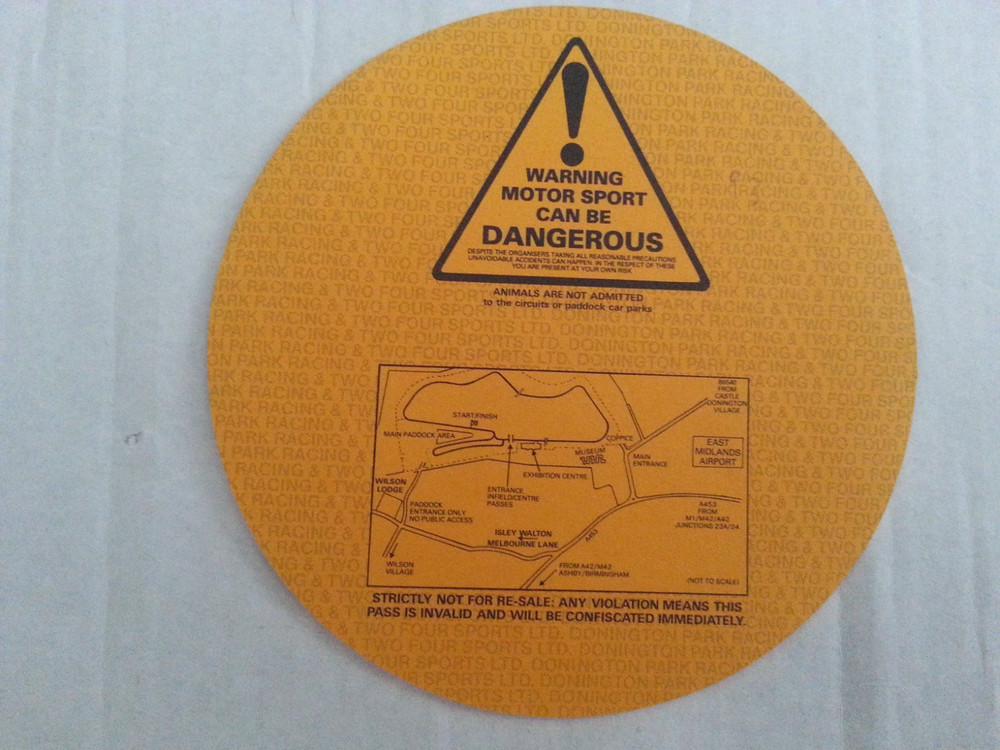 1993 DONINGTON GOLD CUP DTM PADDOCK PASS / TICKET