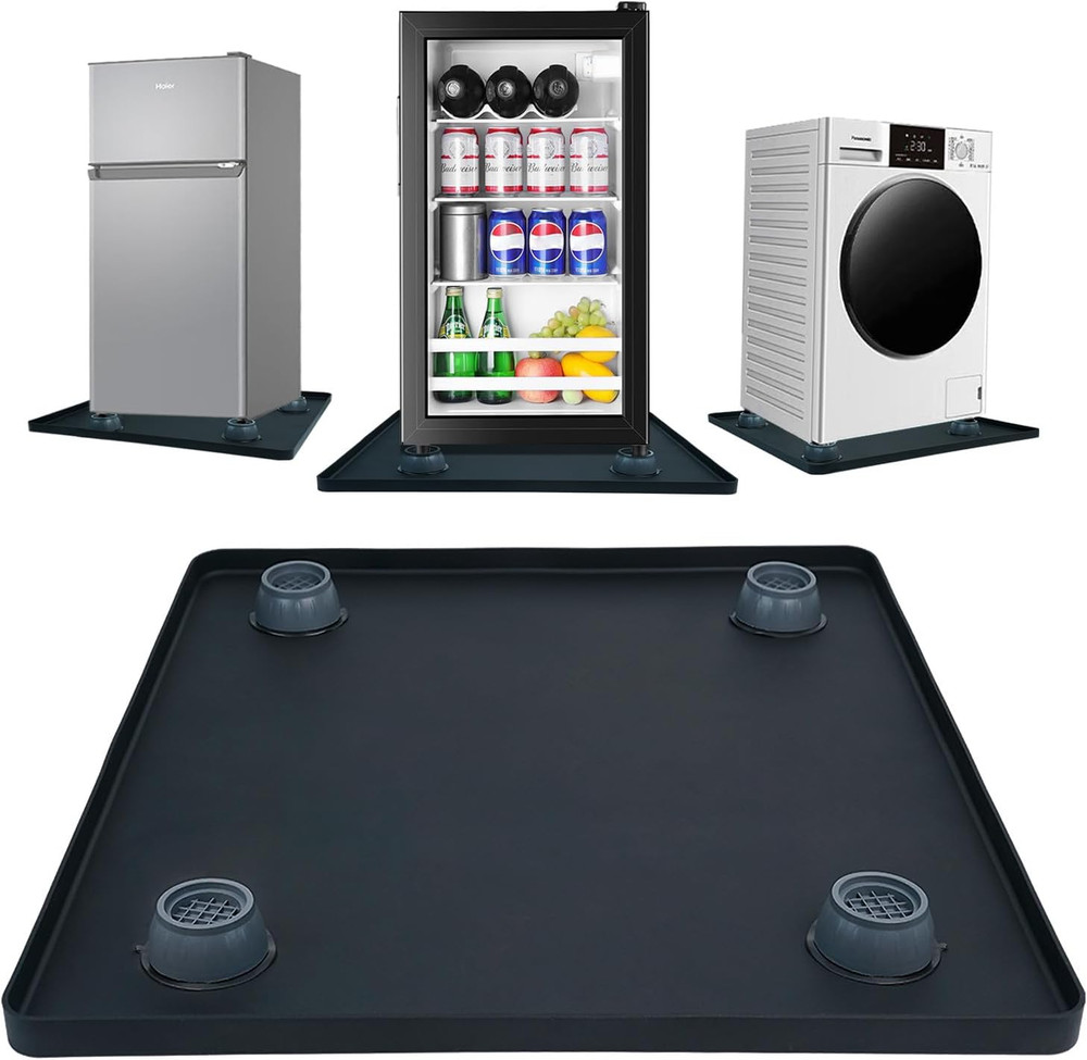 Mini Fridge Silicone Mat with Riser, 23.6"x23.6" Floor Protector