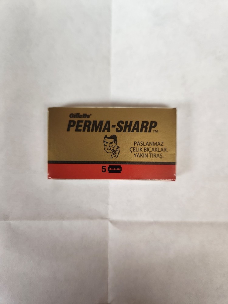 5 Double Edge Razor Blades, Gillette Perma-Sharp
