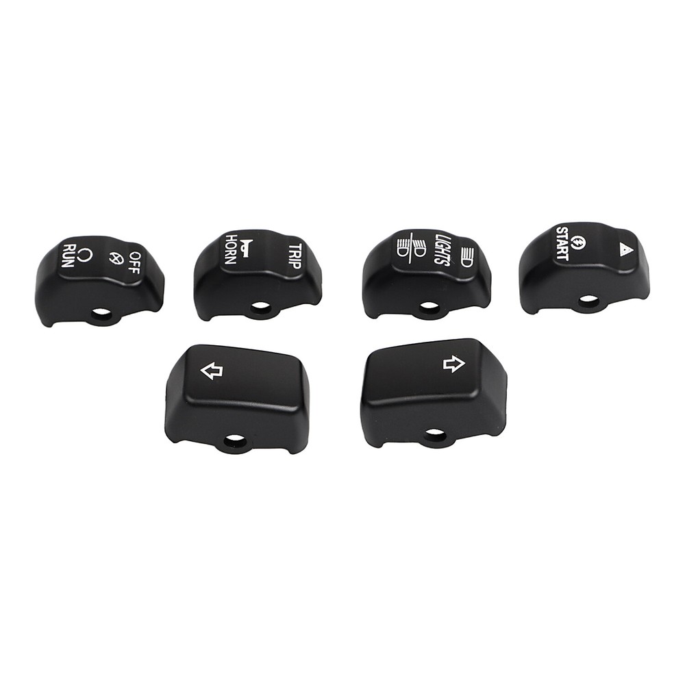 6Pcs Black Hand Control Switch Cap Button Kit For Harley Softail Sportster Dyna