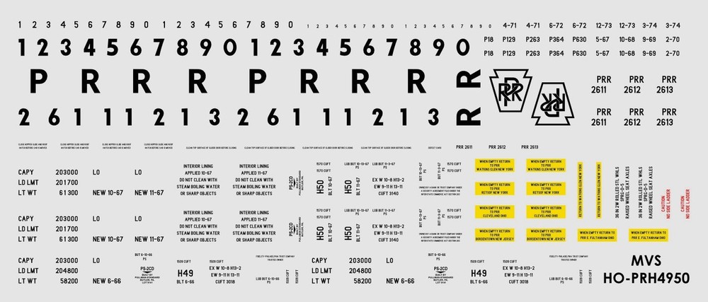 Prr H49 & H50 Covered Hopper Decals