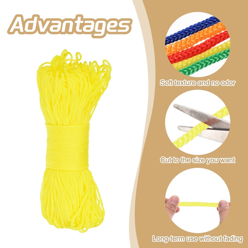 Macrame Cord 2.5mm x 109 Yard, Polyester Macrame Rope Twisted Yarn-Light Yellow