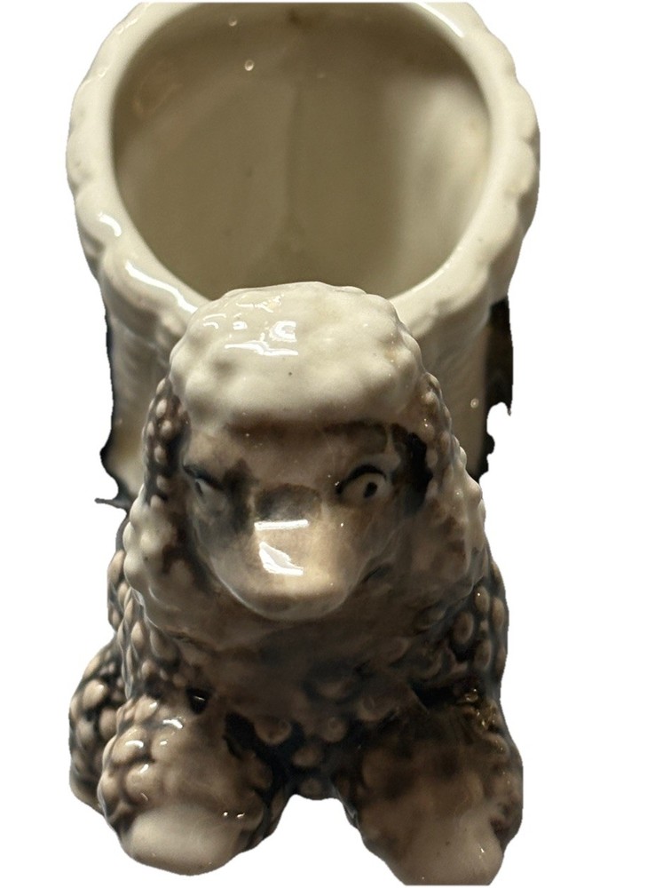 Vintage Poodle Planter Black and White