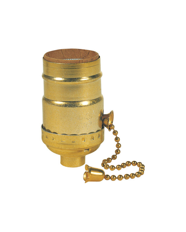 Westinghouse 70431 Brass Medium Base Three-Way Pull Chain Socket 2-1/4 H in.