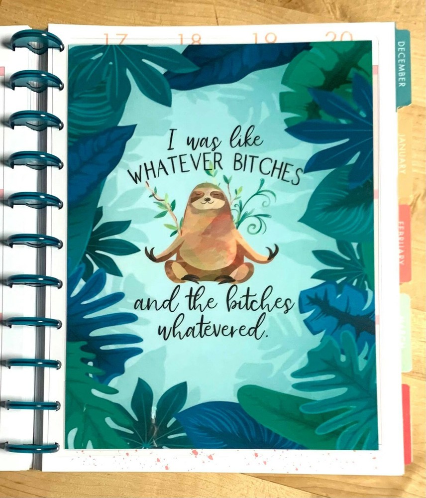 Sloth 'Whatever' Two-Sided Dashboard/Insert 4 use w BIG Happy Planner-
