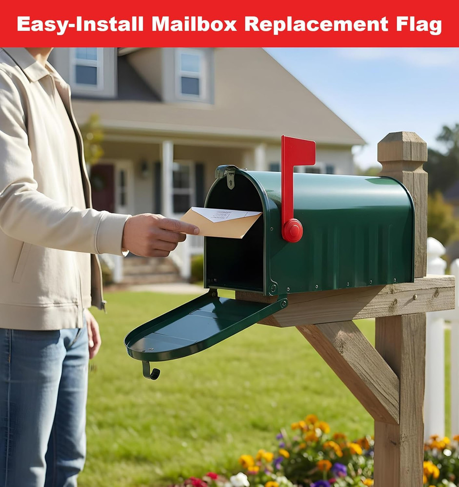 Mailbox Flag, Red Flag for Mailbox Replacement, Tool-Free Assembly (Red)