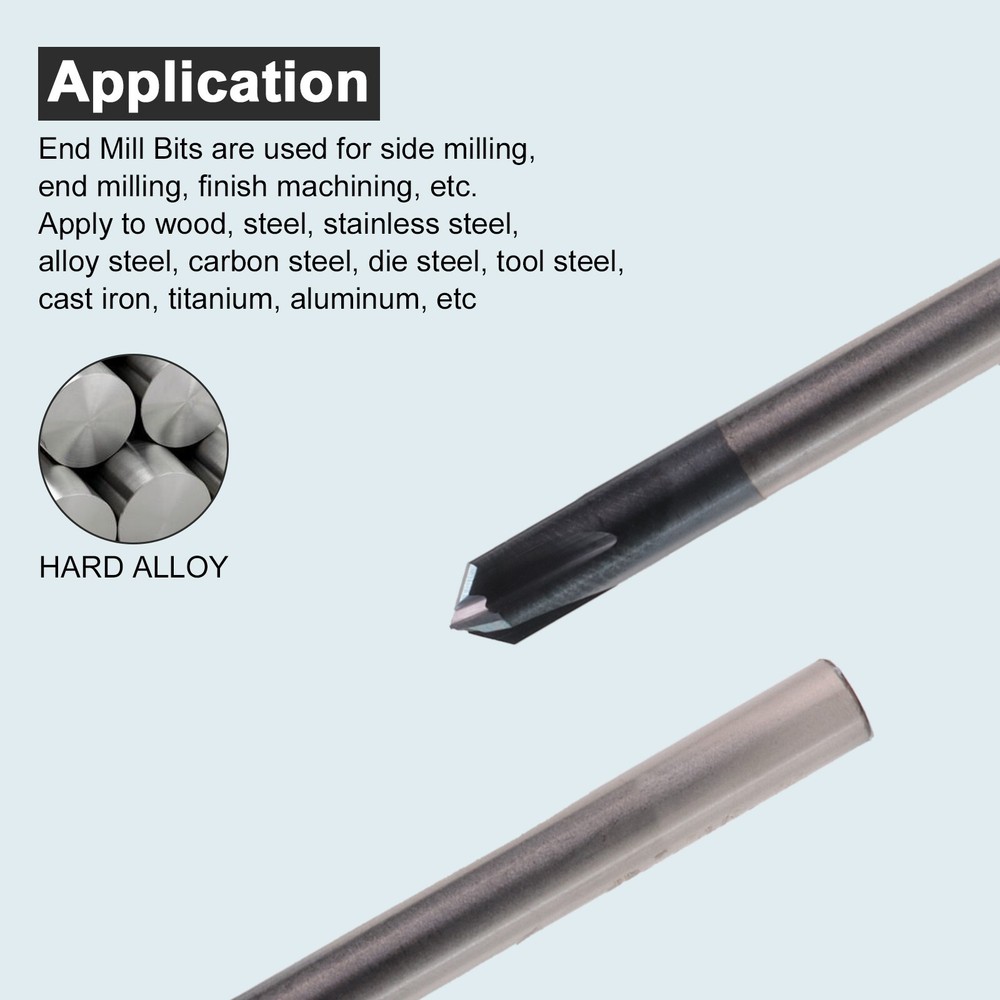 5 PCS 3/16" 4 FLUTE 90 DEGREE CARBIDE CHAMFER MILL- Single End