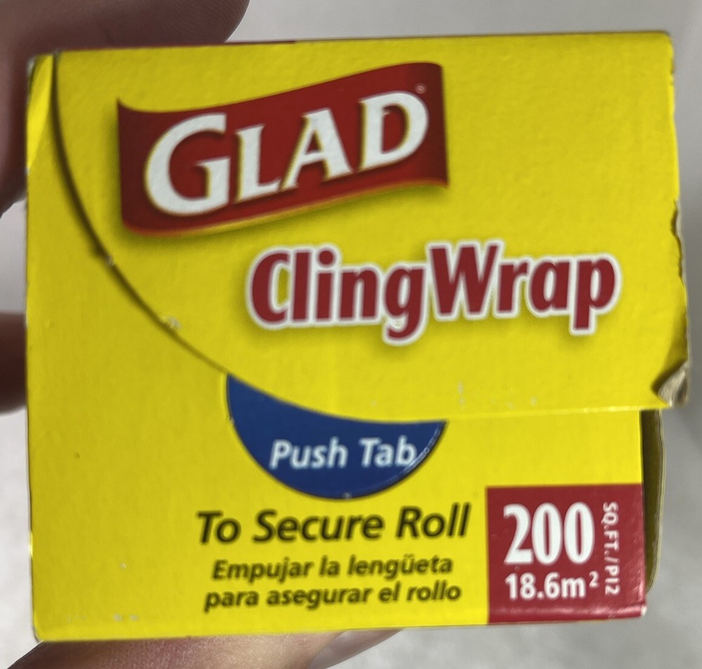 1 New Roll- Glad Cling Wrap- 200sq ft. Clear Plastic Wrap- Microwave Safe