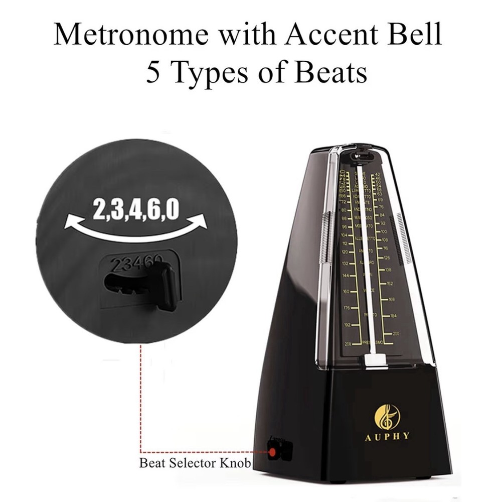 Mechanical Metronome with Accent Bell, Classic Shape, Accurate Beat, Multiple...
