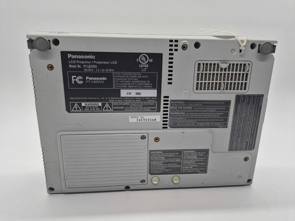 Panasonic PT-LB20VU LCD Projector – 2000 Lumens – Used – Tested