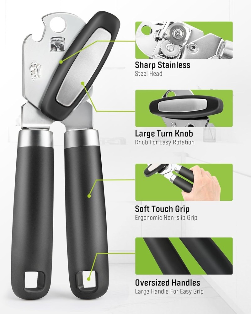 Plastic Hand-actuated Can Opener Safety Kitchen Tools Easy Grip Side Cut Manual.