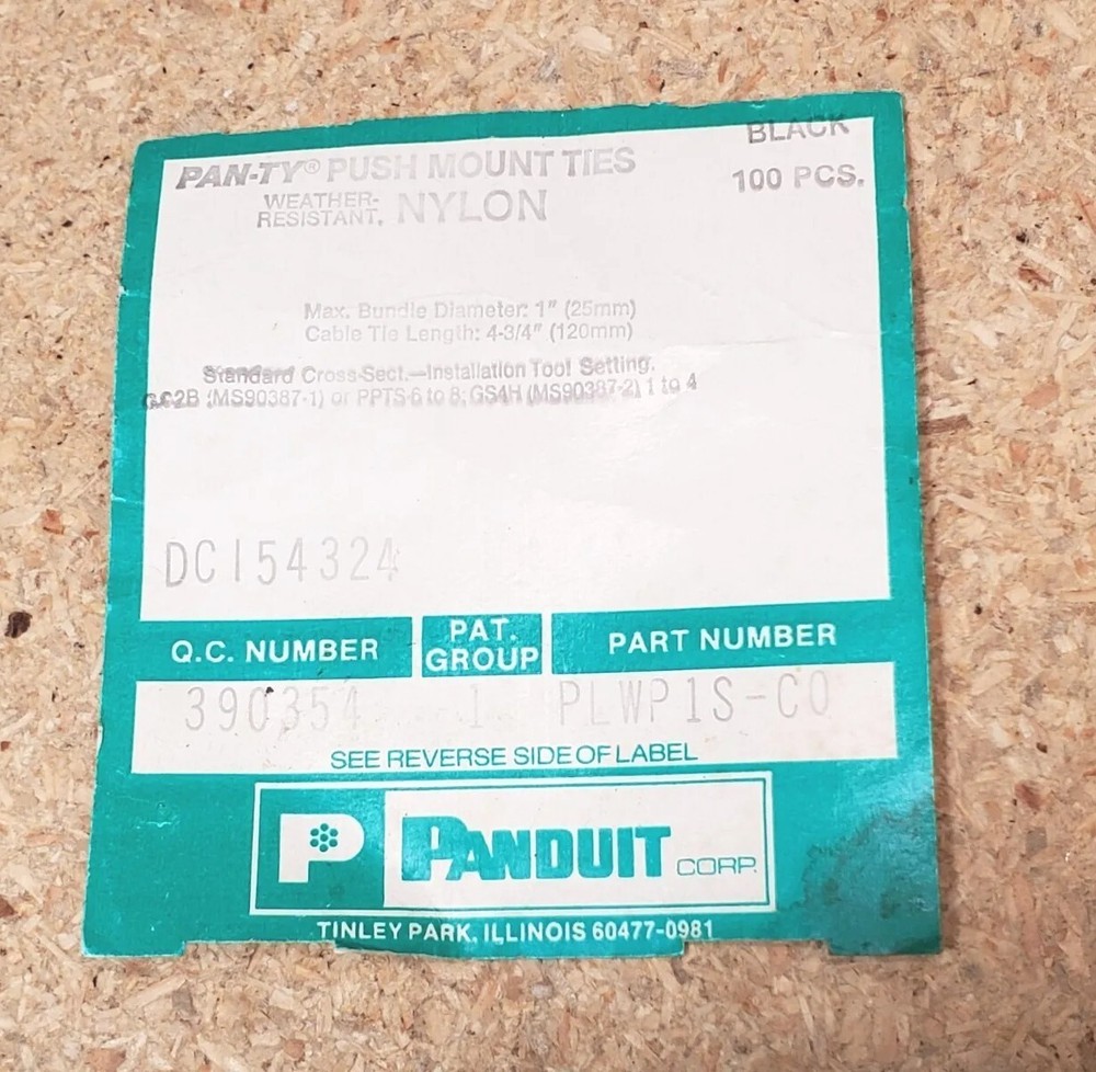Panduit wing push type nylon cable tie bands - PLWP1S-CO - 57 pieces