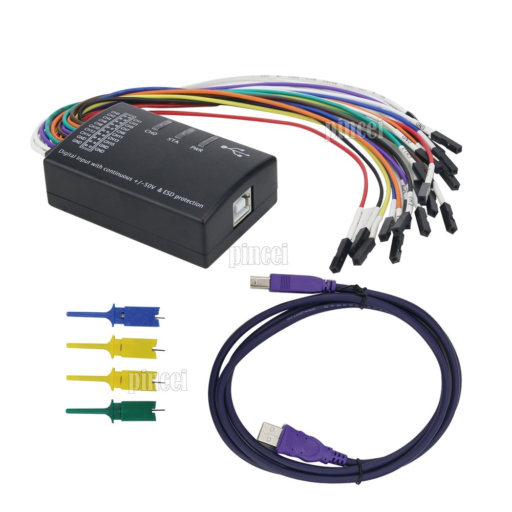 Mini 16 Logic Analyzer USB 100M Max Sample Rate 16CH Version 1.1.34 US STOCK